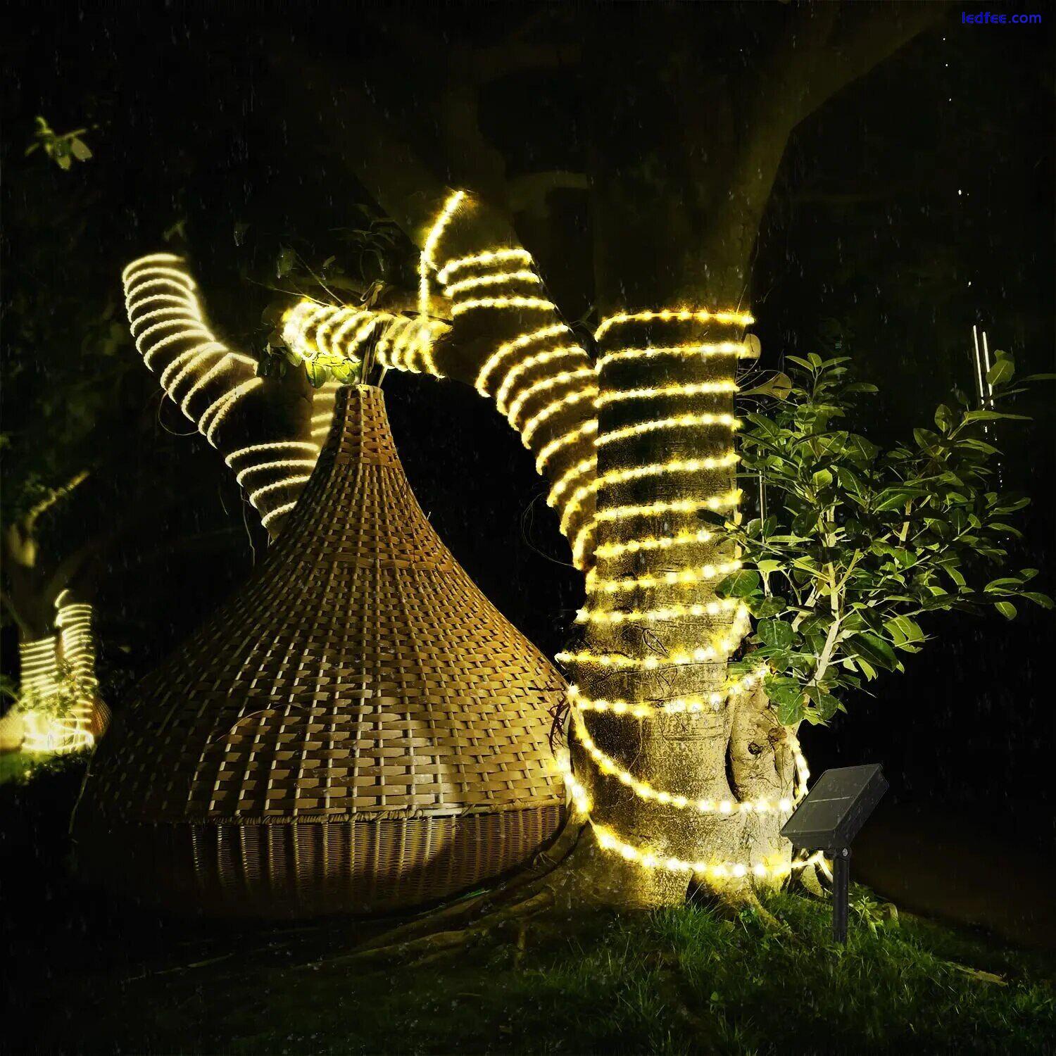 Led Solar Rope Fairy String Strip Lights Outdoor Garden Patio Backyard Pool UK 2 