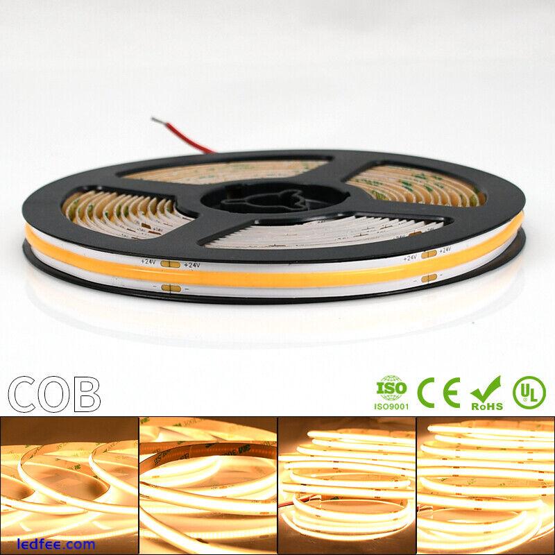 Seamless High Density COB LED Strip Light Flexible Tape Rope Cabinet Kitchen 12V 0 