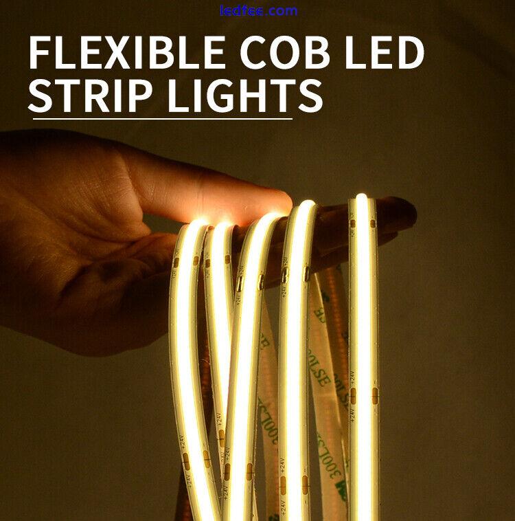 Seamless High Density COB LED Strip Light Flexible Tape Rope Cabinet Kitchen 12V 5 