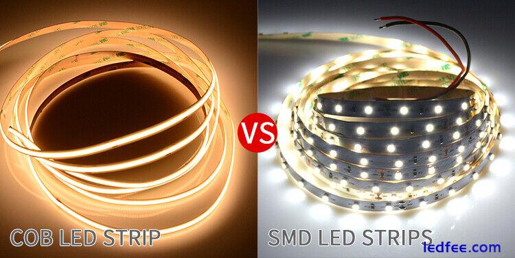 Seamless High Density COB LED Strip Light Flexible Tape Rope Cabinet Kitchen 12V 4 