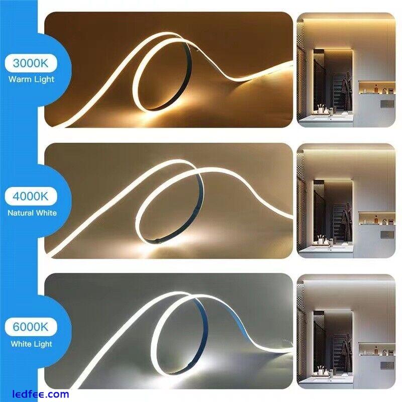Seamless High Density COB LED Strip Light Flexible Tape Rope Cabinet Kitchen 12V 3 