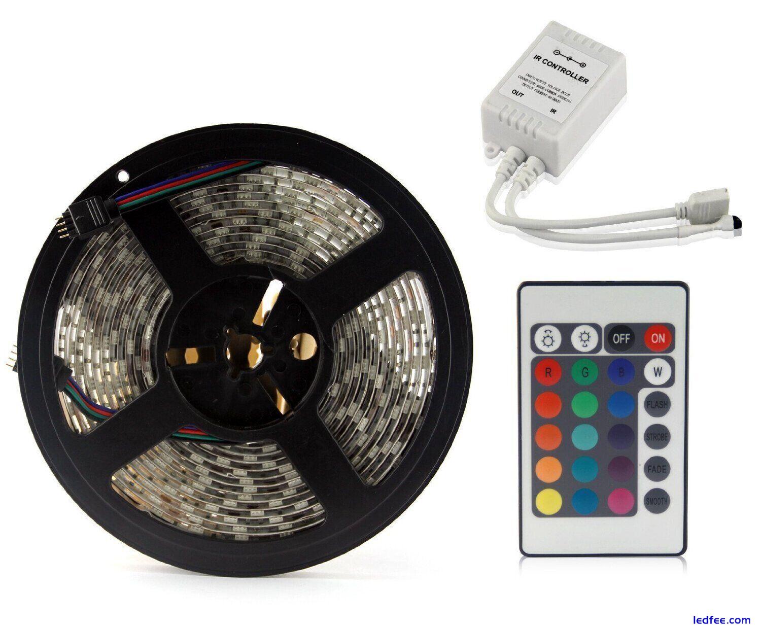 LED Strip Light 5M Dimmable RGB Colour Changing TV BackLight Bed Light + Remote 2 