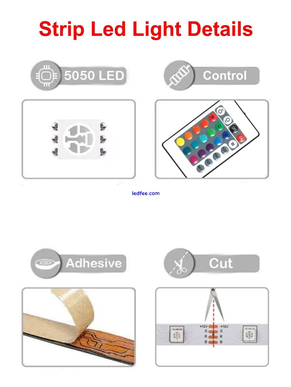 USB LED Strip Lights RGB Light Colour Changing Tape Cabinet TV, Self Adhesive UK 1 