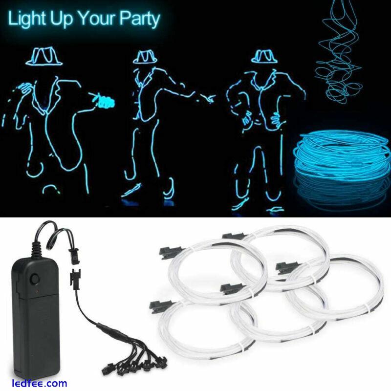 Neon LED Lights Battery Operated Glow EL Wire Luminescent String Strip Tube Lamp 2 