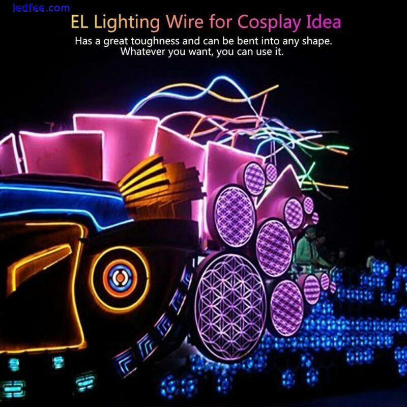 Neon LED Lights Battery Operated Glow EL Wire Luminescent String Strip Tube Lamp 5 