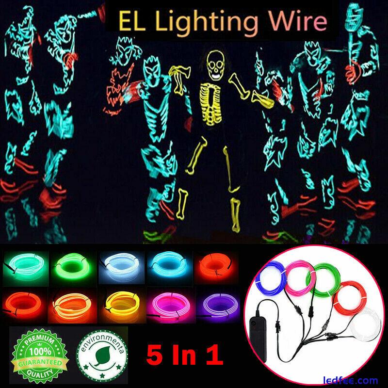 Neon LED Lights Battery Operated Glow EL Wire Luminescent String Strip Tube Lamp 0 