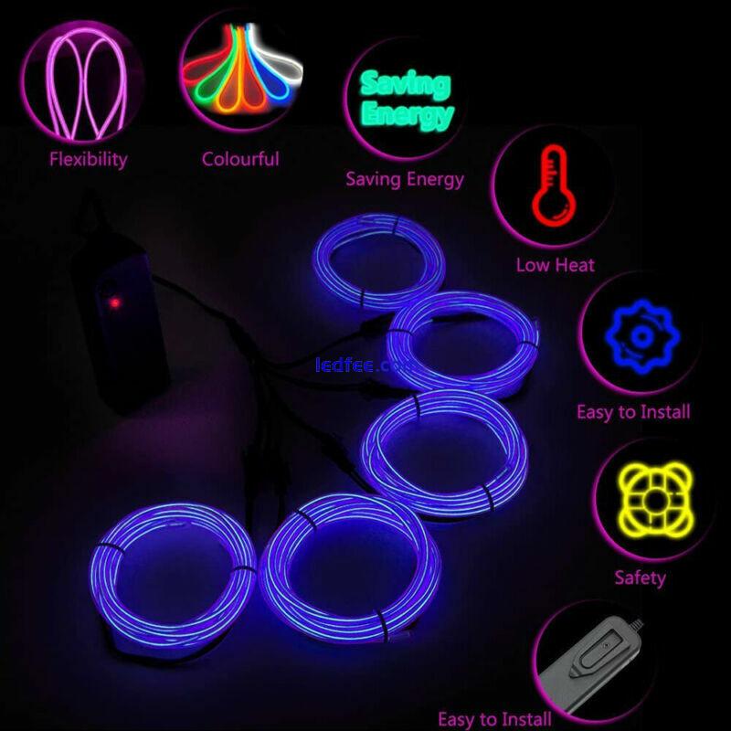 Neon LED Lights Battery Operated Glow EL Wire Luminescent String Strip Tube Lamp 4 