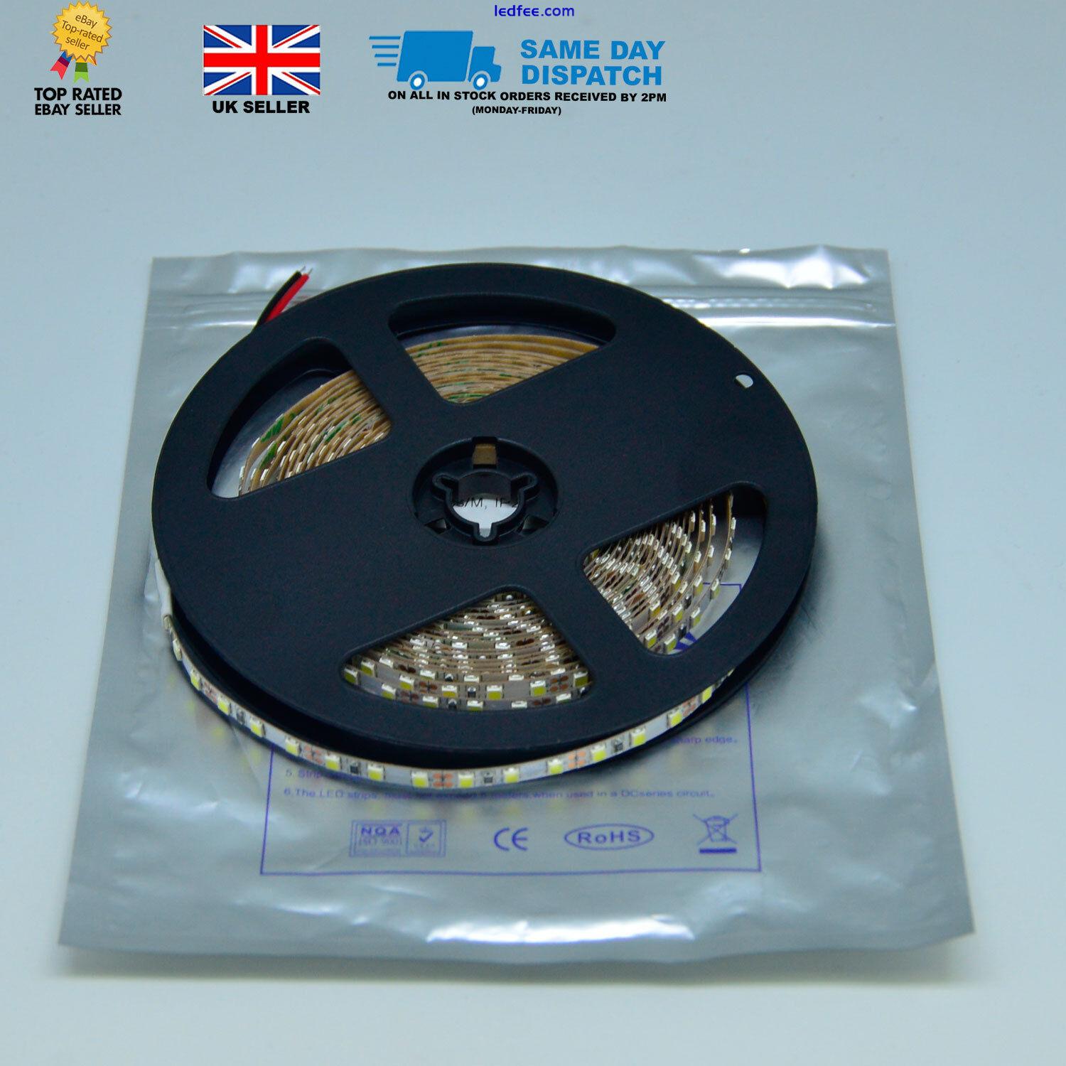 5Meter LED Strip Roll UK Seller (12V IP20 4mm 120LEDs/M 2835SMD 6000K CW) 0 