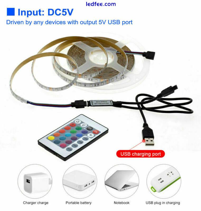 5V USB LED Strip Light 1M 2M Pink /blue / Warm White / White / RGB 2835 TV light 3 