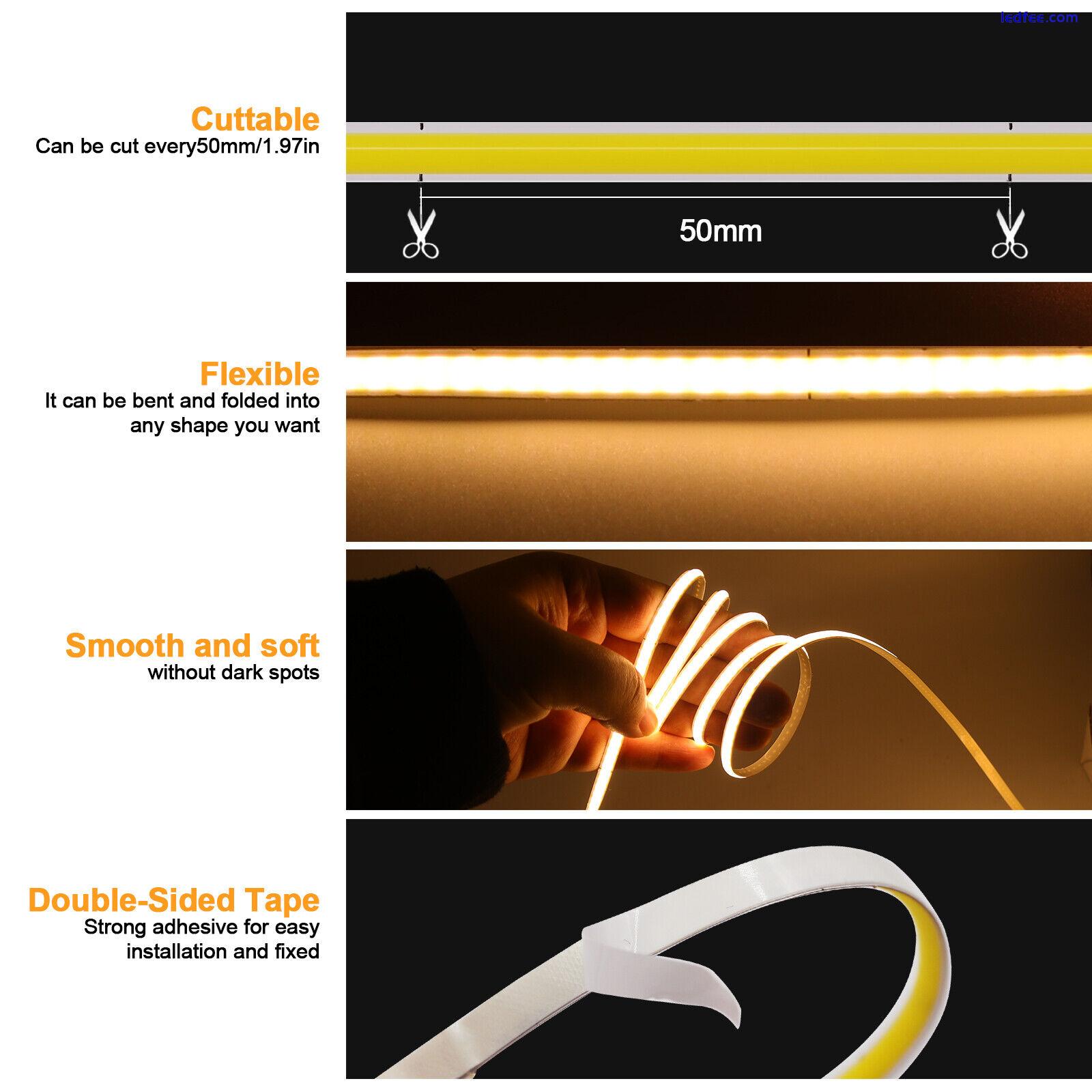 5V 12V 24V COB LED Strip Light 3mm 5mm 8mm Flexible Tape Cabinet Lighting White 4 