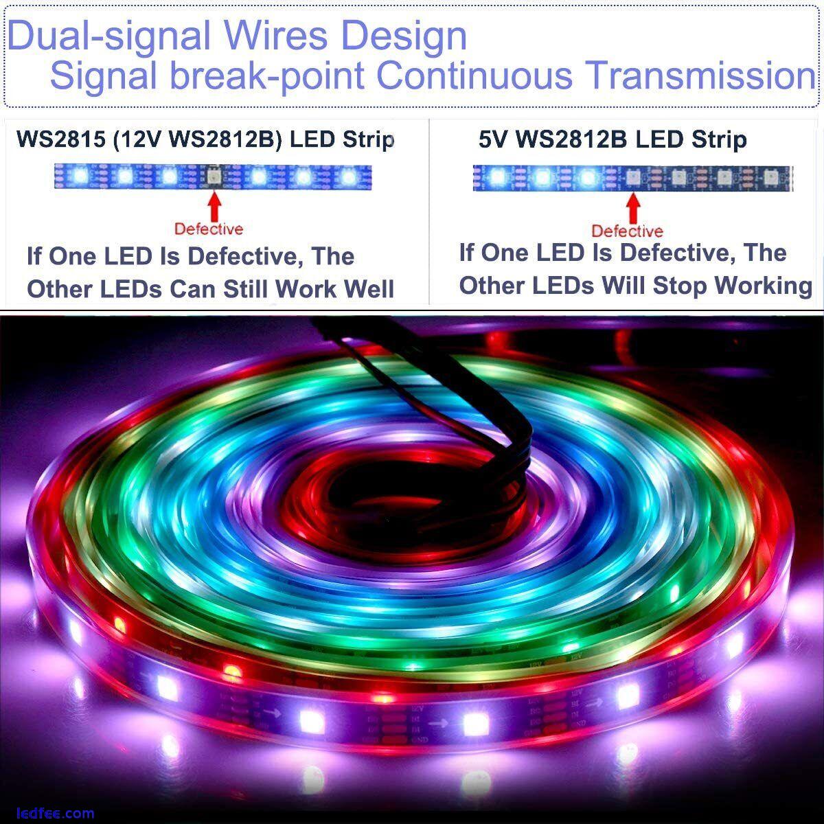 WS2815 RGBIC Pixels LED Strip Light Addressable Dual Signal 1-5M ws2812 12V lamp 4 