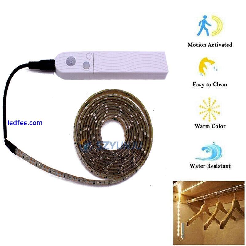 LED PIR Motion Sensor Strip Light Wireless Battery Operated Indoor Decorative 0 