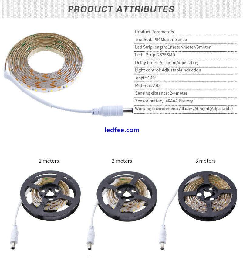 LED PIR Motion Sensor Strip Light Wireless Battery Operated Indoor Decorative 3 