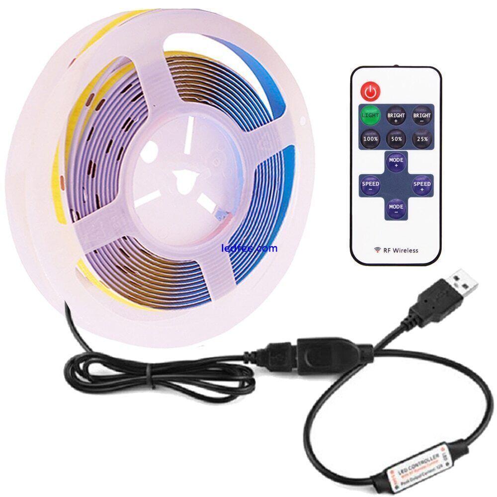 5V Flexible COB LED Strip 320Leds/m Ribbon Tape USB Power Strip Lamp with Remote 0 