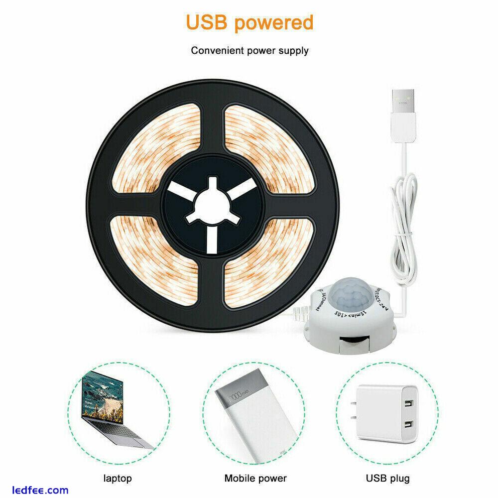 USB PIR Motion Sensor Led Strip Light bed Cabinet Kitchen Closet Night Lamp 5V 0 