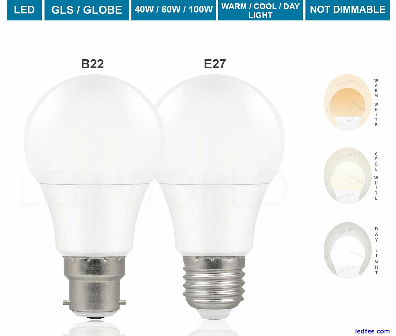 LED 6W 10W 15W BC B22 ES E27 GLS Light Bulbs Warm Cool White A+ Lighting 4 