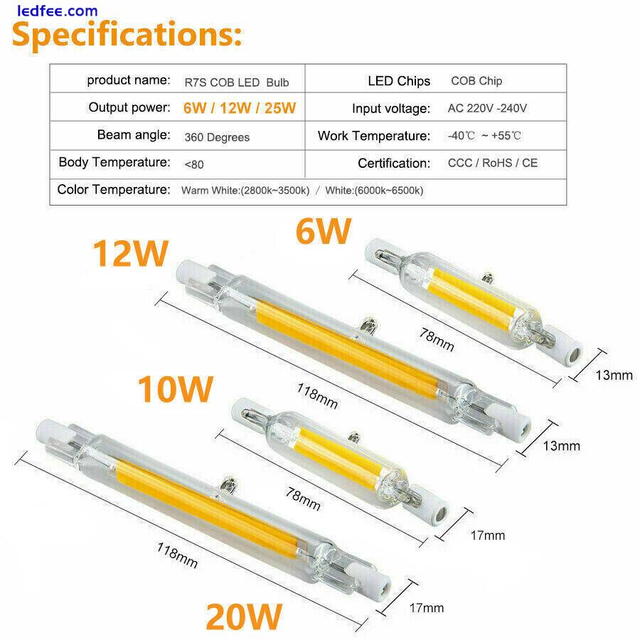 R7s COB LED Bulbs 6W/12W 20W Security Flood Replaces Halogen light 78mm 118mm 0 