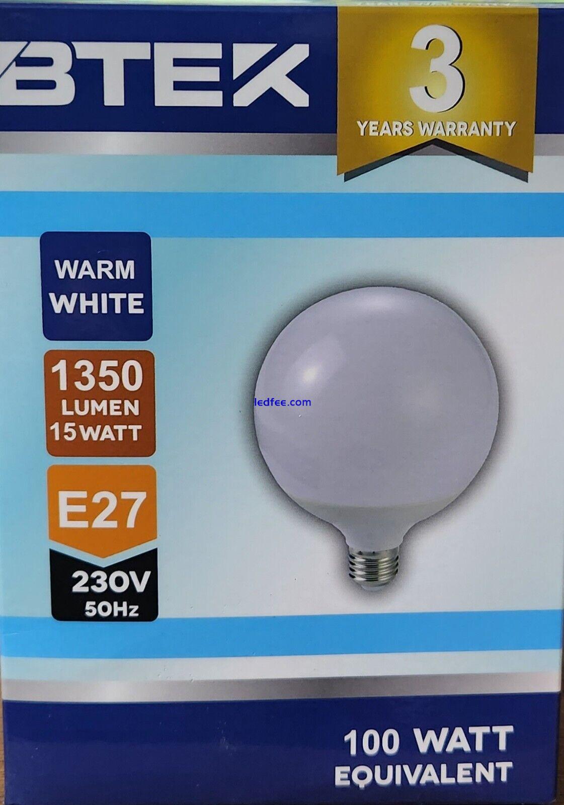 BTEK E27 15W Global Large Led Light Bulb WARM WHITE  5 