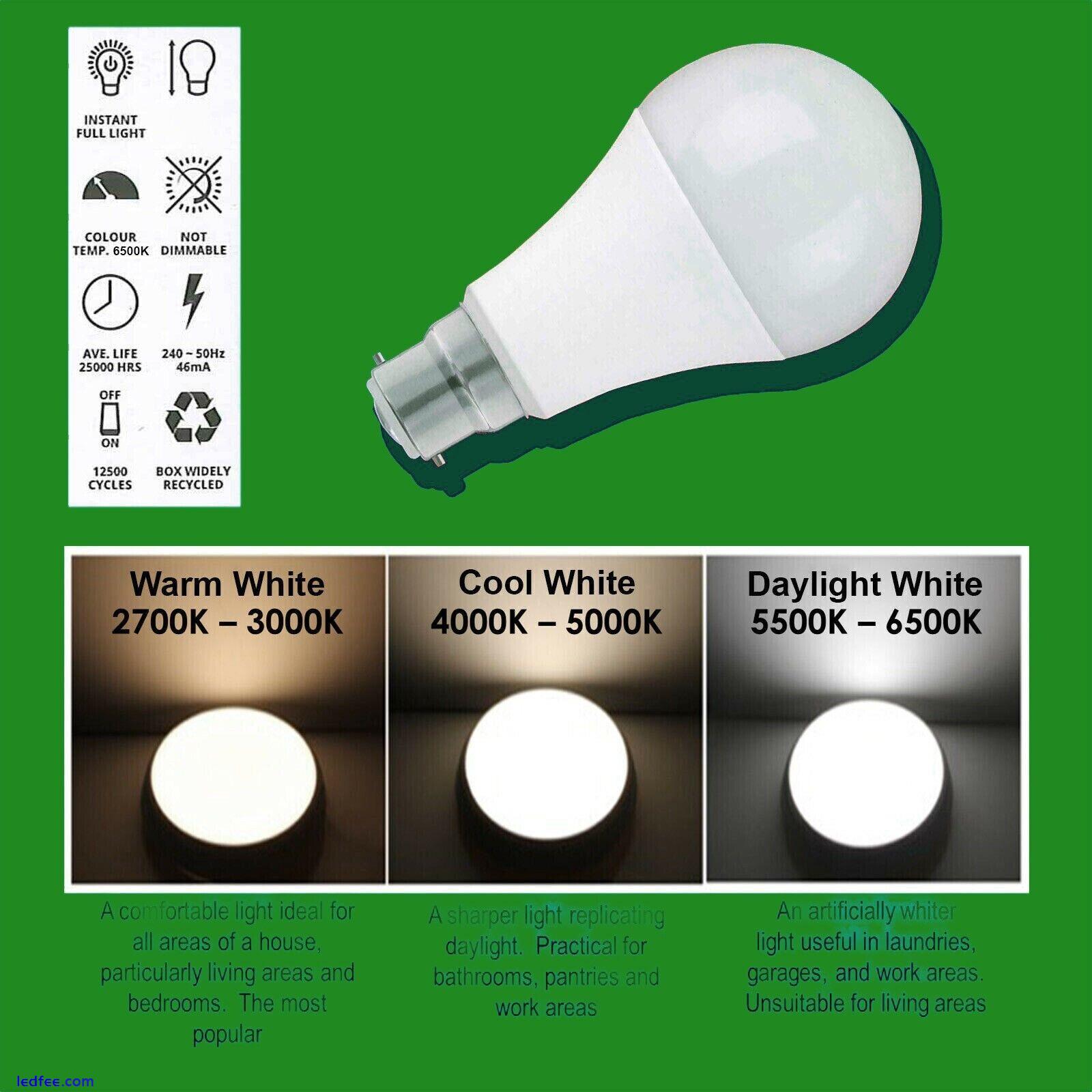 6x 15W (=100W) GLS BC B22 A60 LED Light Bulb 6500K Daylight White Lamp 0 