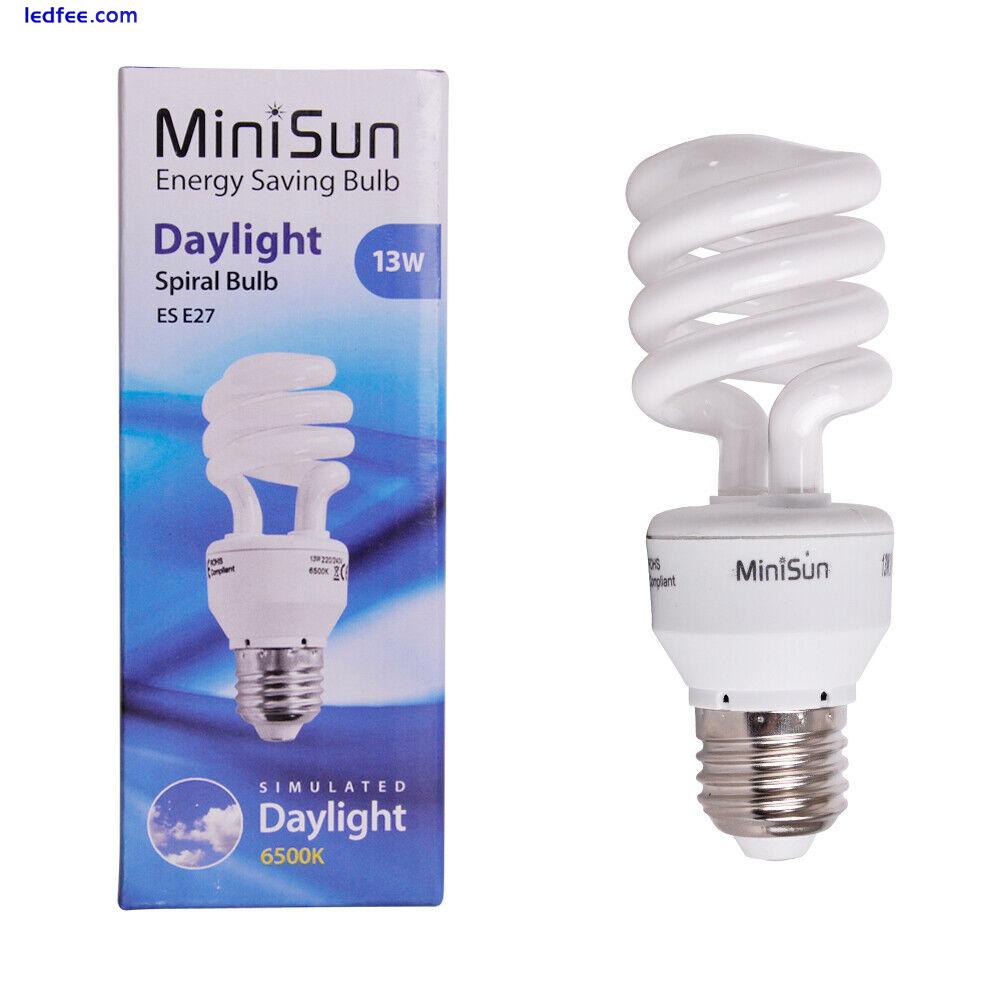 MiniSun CFL Daylight Spiral Light Bulb Energy Saving Lightbulb 6500K Cool White 1 