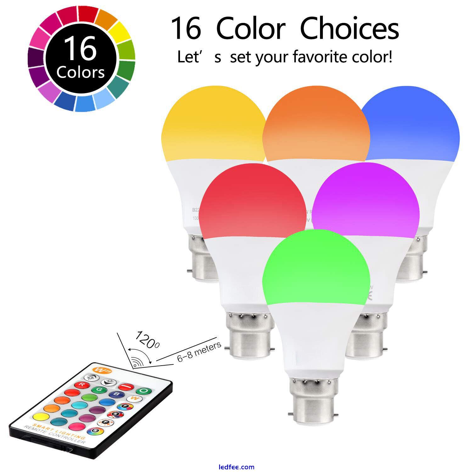 RGB B22 LED Bulb 10W Light Lights 12-Colour Changing Remote Control Lamp 2 