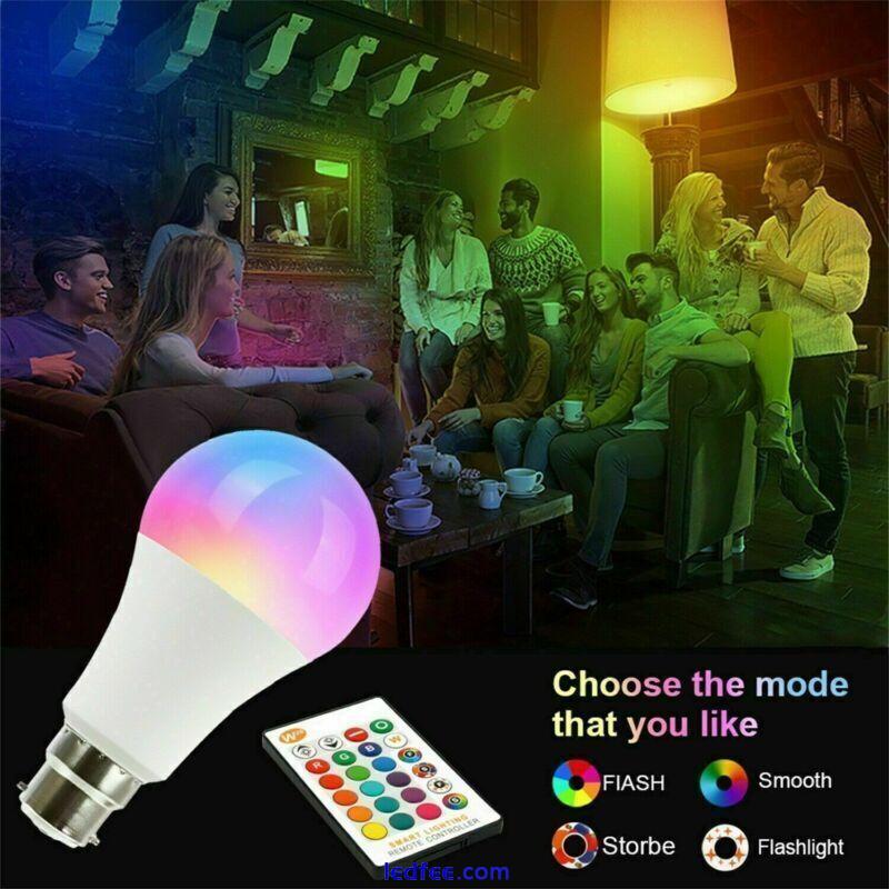RGB B22 LED Bulb 10W Light Lights 12-Colour Changing Remote Control Lamp 3 