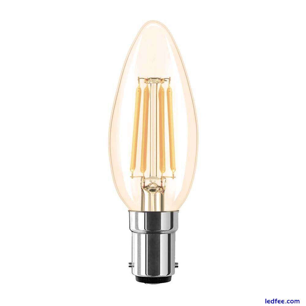 LED Filament Light Bulbs Dimmable Clear Amber Glass B15 B22 E14 E27 Edison Screw 5 