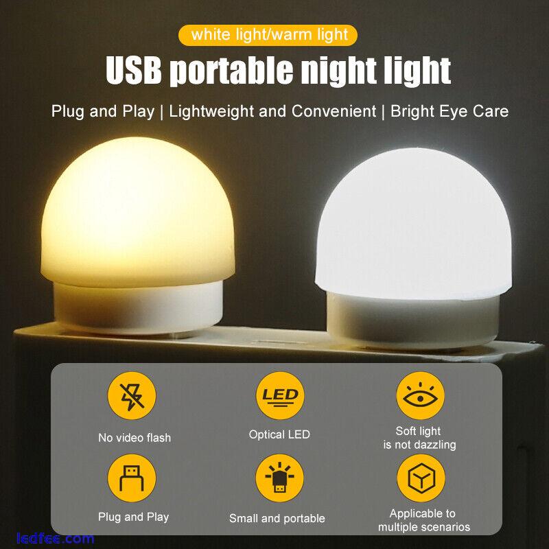 USB Mini LED Cool Warm White Night Light Bulb Portable Reading Flashlight 1/3/5x 0 