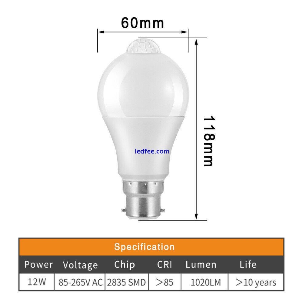 Dusk to Dawn E27 PIR Motion Sensor Lamp 12W LED Bulb Light Infrared Motion 5 