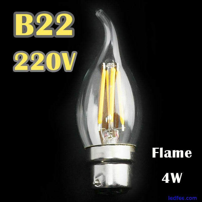 E27 B22 E14 4X/8X LED Retro Filament Flame Candle Globe Light Edison Lamp Bulb 5 