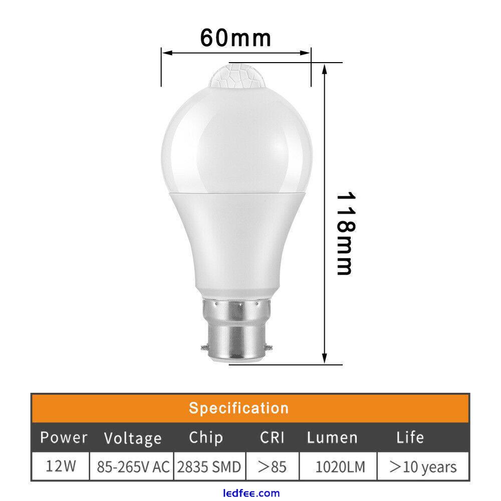 4x PIR Motion Sensor B22 E27 LED Lamp Globe Auto ON/OFF Energy Saving Light Bulb 3 
