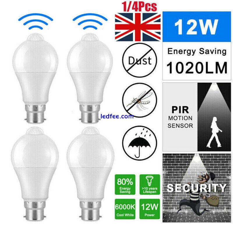 4x PIR Motion Sensor B22 E27 LED Lamp Globe Auto ON/OFF Energy Saving Light Bulb 0 