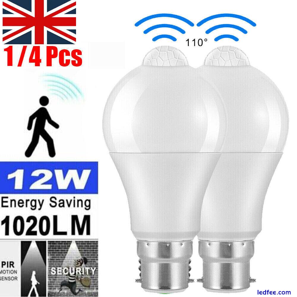 4x PIR Motion Sensor B22 E27 LED Lamp Globe Auto ON/OFF Energy Saving Light Bulb 2 