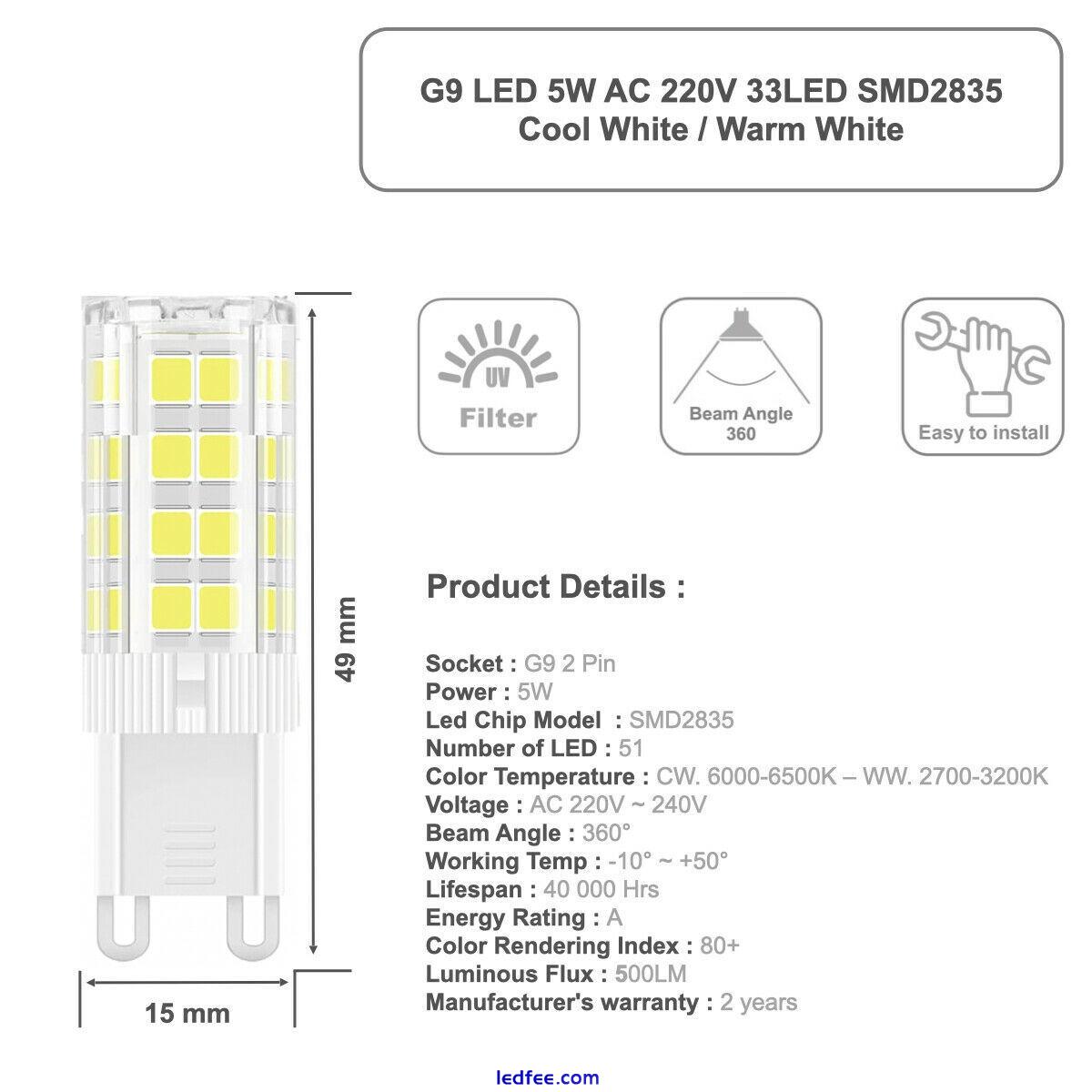 G9 LED 3W 5W Light Bulb COOL,  WARM WHITE Replacement For Halogen Capsule Bulbs 1 