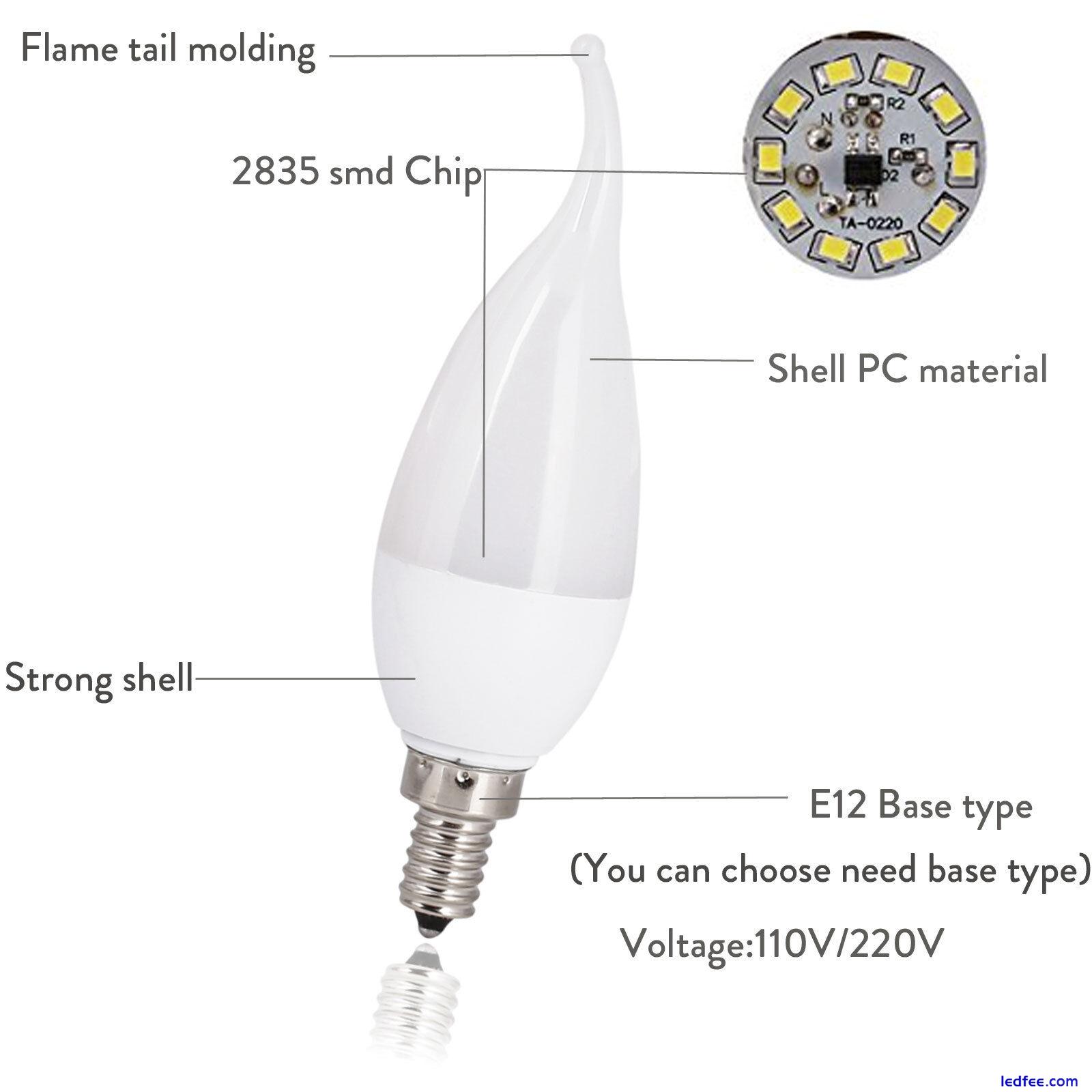 Dimmable LED Candle Light Bulbs Screw E27 E14 B22 B15 3W Lamp 220V White Lamps 2 