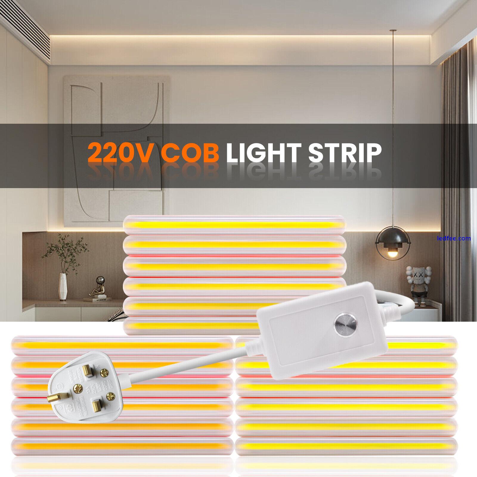 Dimmable COB LED Strip Lights 220V High Density Flex Tape Under Cabinet Lighting 1 