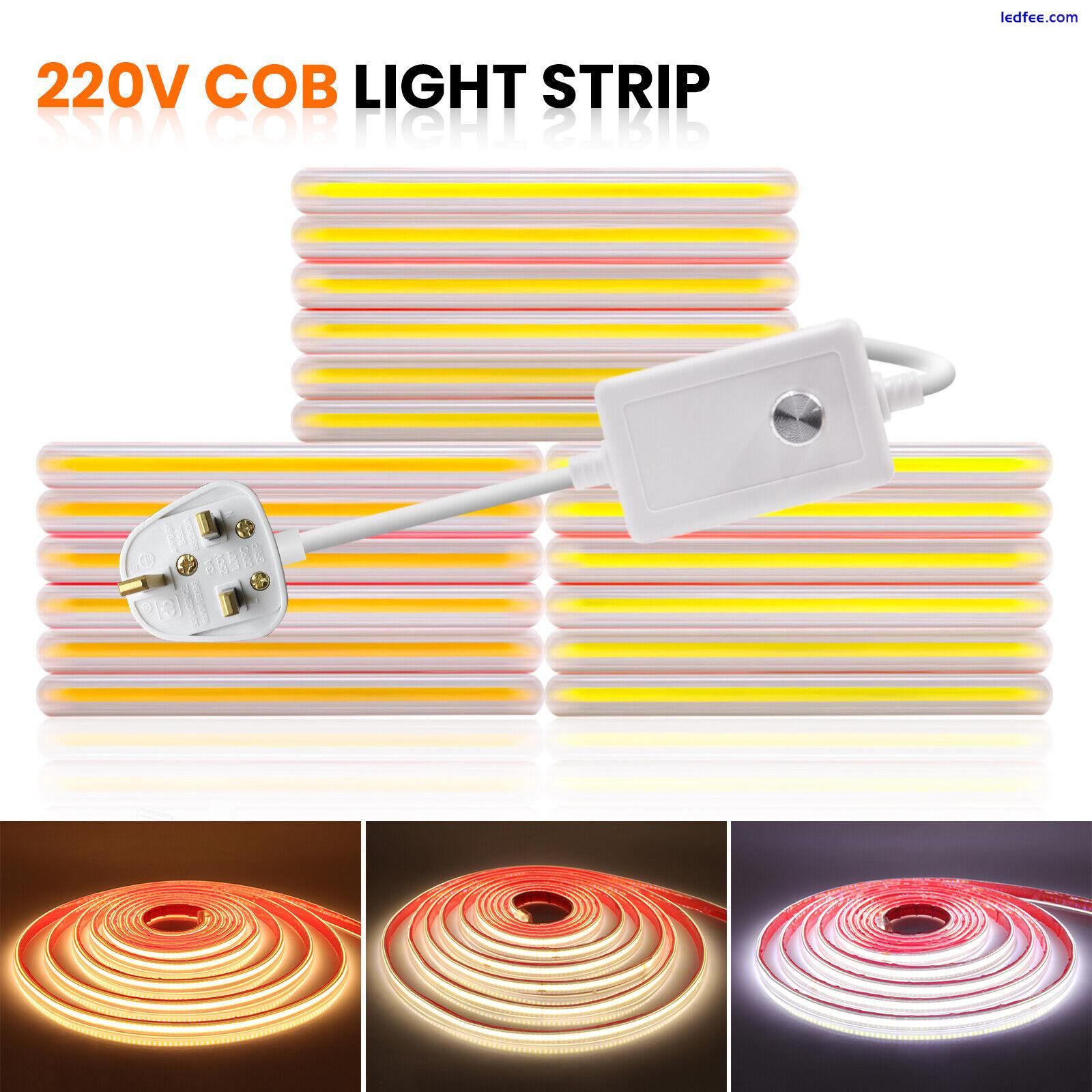Dimmable COB LED Strip Lights 220V High Density Flex Tape Under Cabinet Lighting 0 
