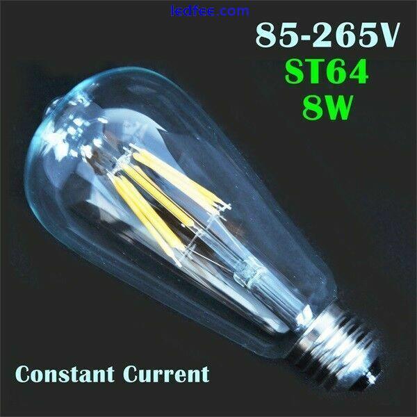 4X 8X E27 4/8/12W ST64 Warm White Vintage Edison LED Filament Bulb Retro Light 2 