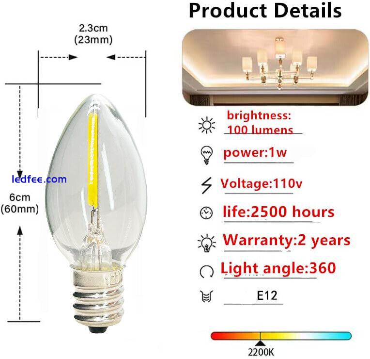 LED Filament Candle Light Bulb C7 1W Screw E14 Vintage Lamp Warm White AC 220V 1 