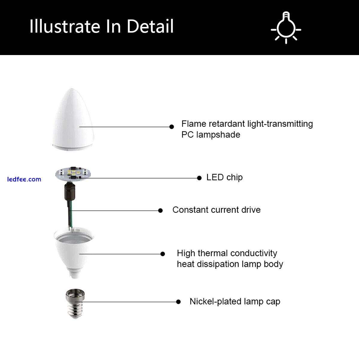5W Dimmable LED Candle Light Bulbs Flame Chandelier White Lamps E14 E12 B15 220V 1 