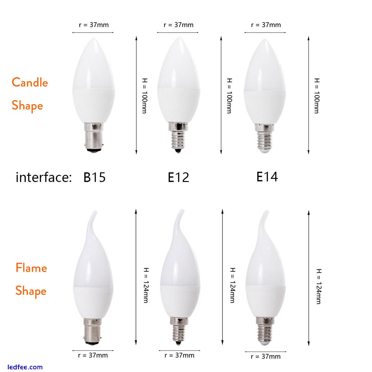 5W Dimmable LED Candle Light Bulbs Flame Chandelier White Lamps E14 E12 B15 220V 0 