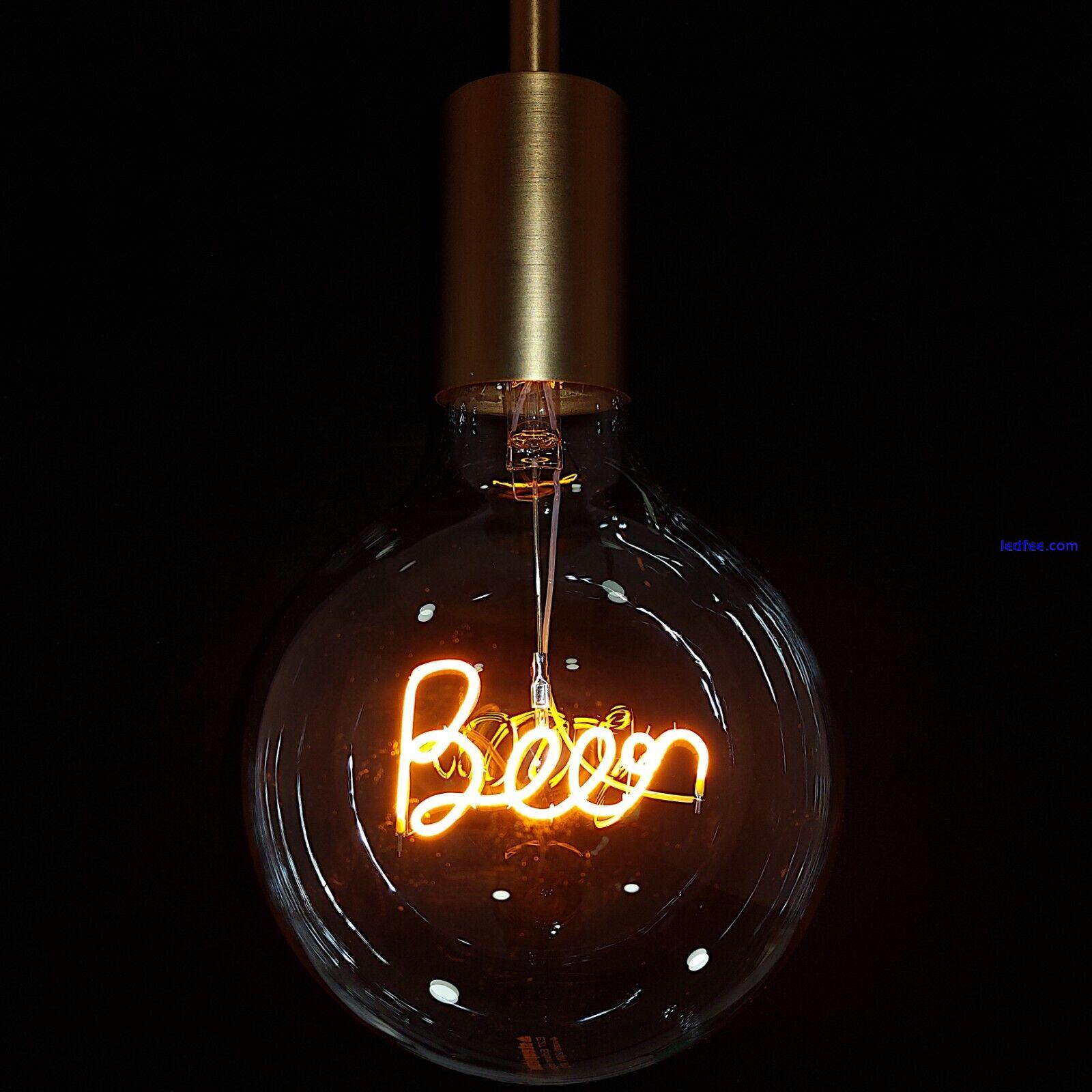 LED Neon Text Light Bulb 4W E27 Dream Happy Coffee Tea Bar Love Wine Mr Mrs Beer 1 