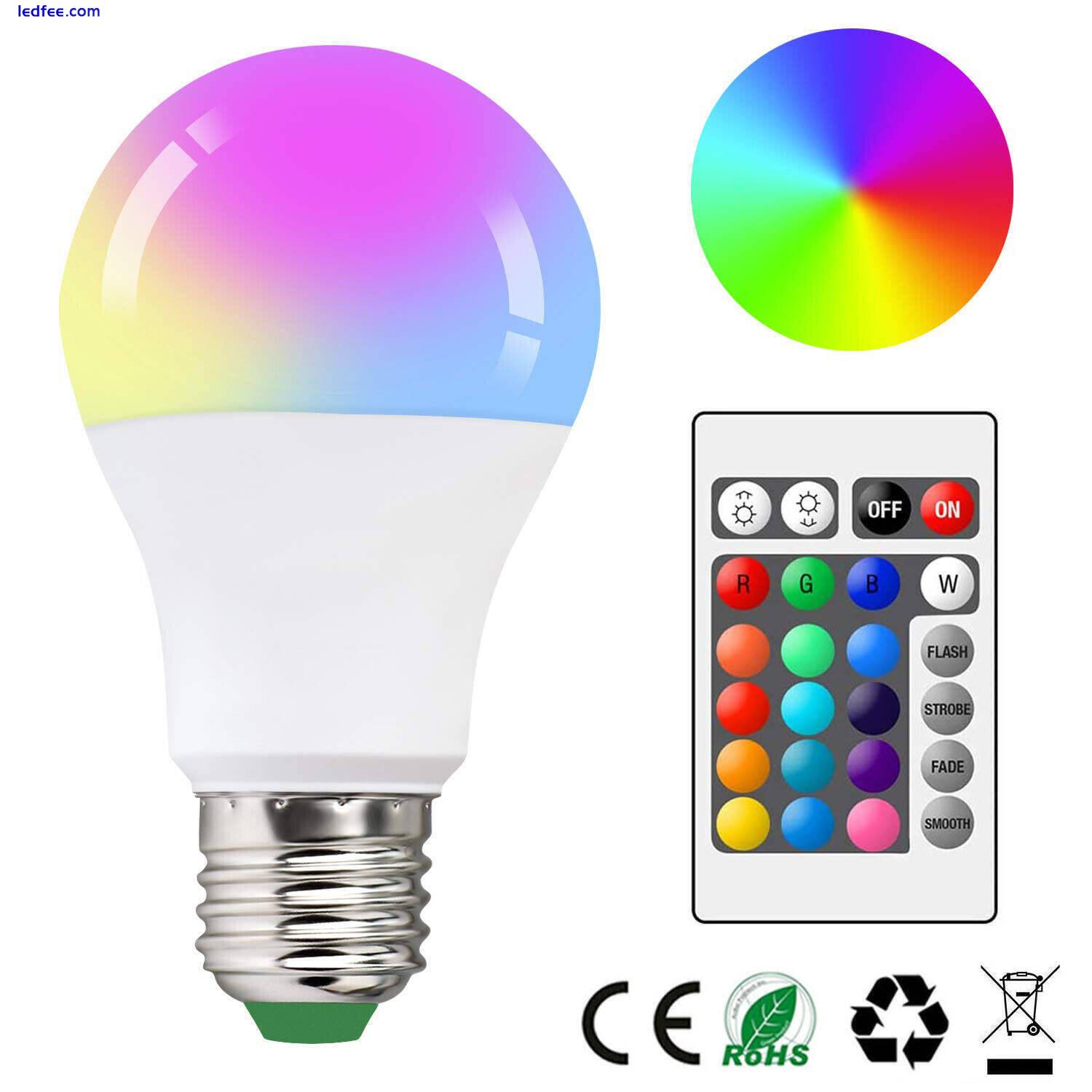 RGB E27 LED Bulb Light Lights 12-Colour Chang Remote Control Screw Lamp 7W -15W 0 