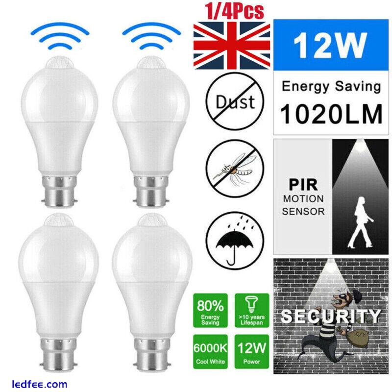 1/4x B22 PIR Motion Sensor LED Lamp Bulb Globe Auto Energy Saving Light Set 0 