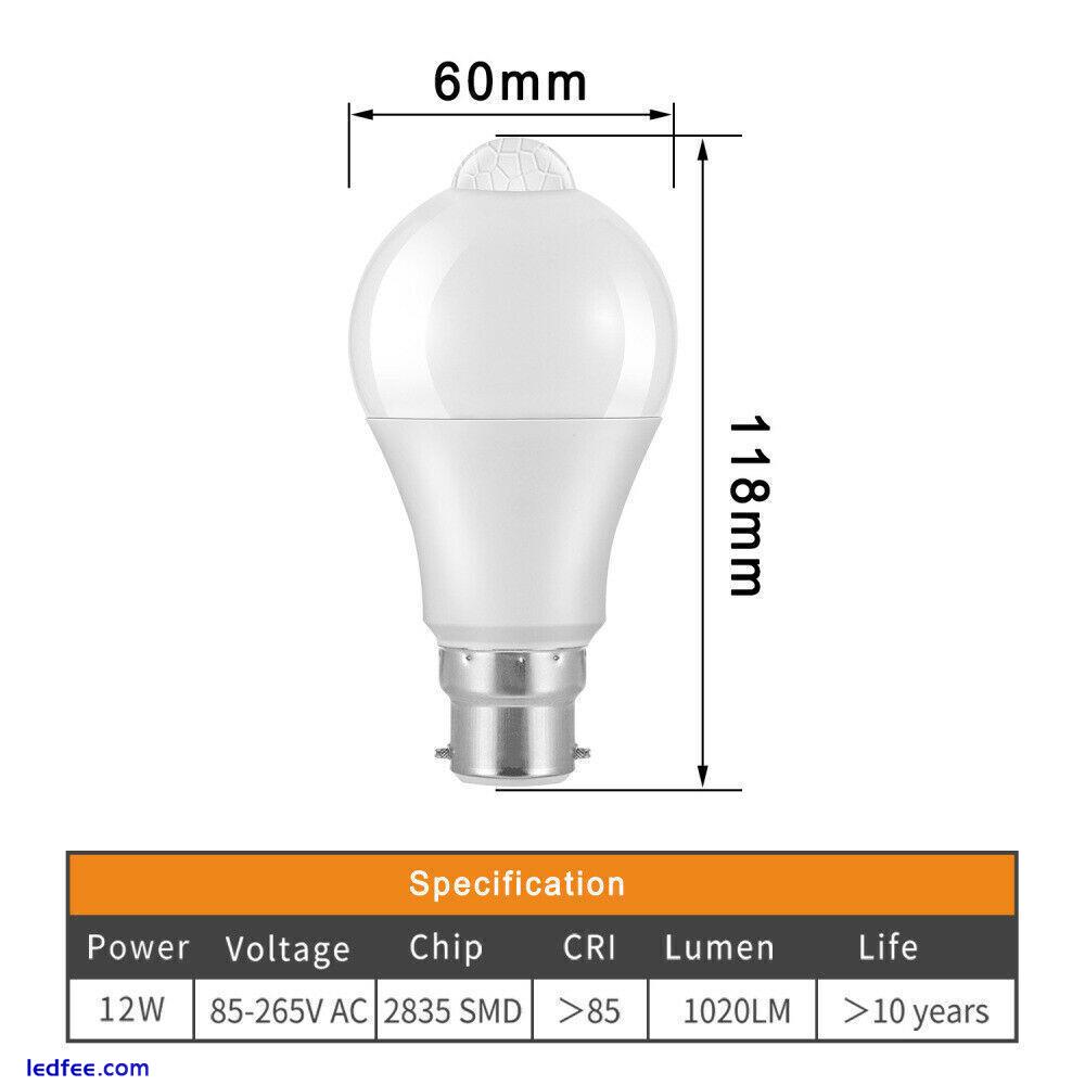 1/4x B22 PIR Motion Sensor LED Lamp Bulb Globe Auto Energy Saving Light Set 5 