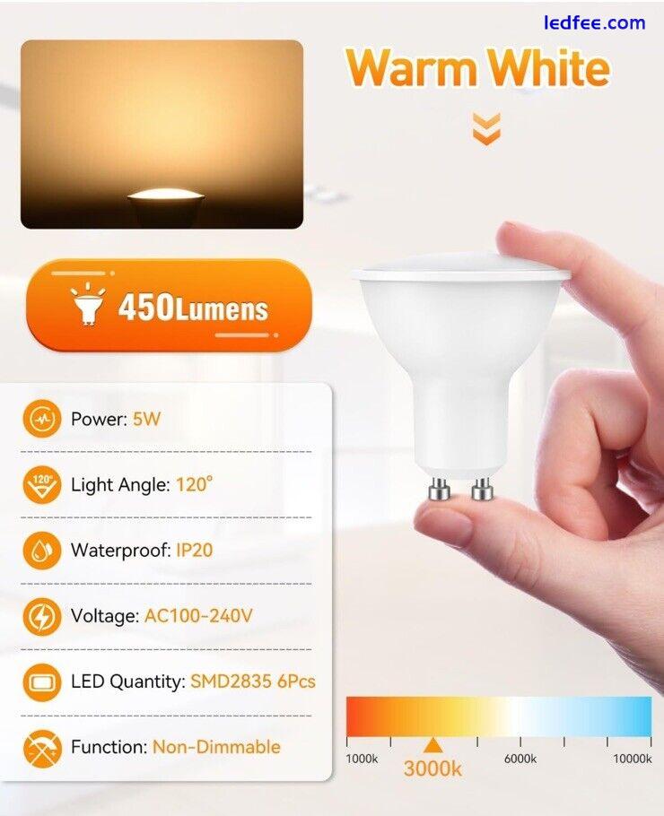 LED GU10 Light Bulbs 5W 3000k Warm Spotlight Energy Saving -10 Bulbs 1 