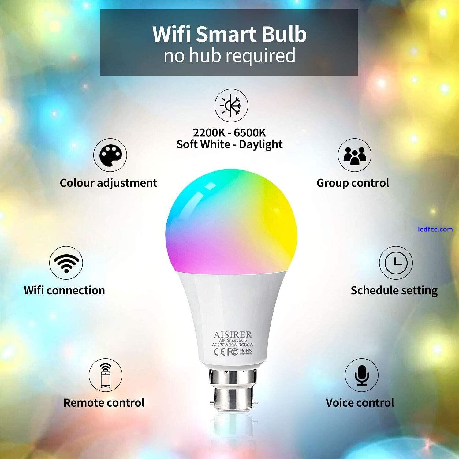 Alexa/ Google Home Smart Bulb WiFi Light Bulbs B22 Bayonet, 2 Pack, 10W 1000LM 0 