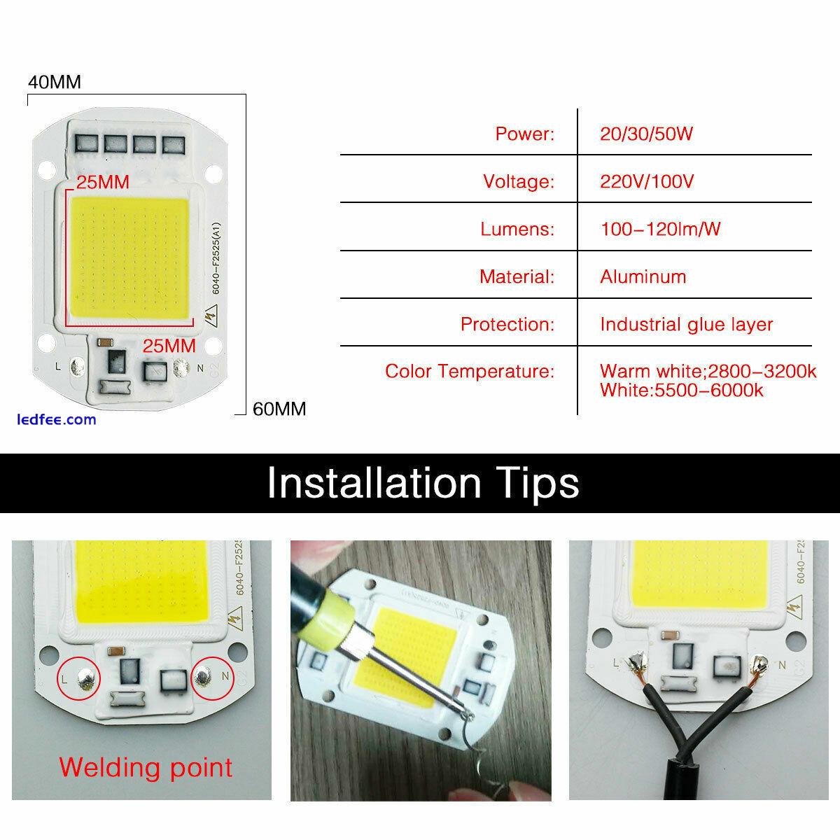 Smart IC Driver LED light Bulb COB Chip AC 110V 220V Input Integrated 20/30/50W  1 