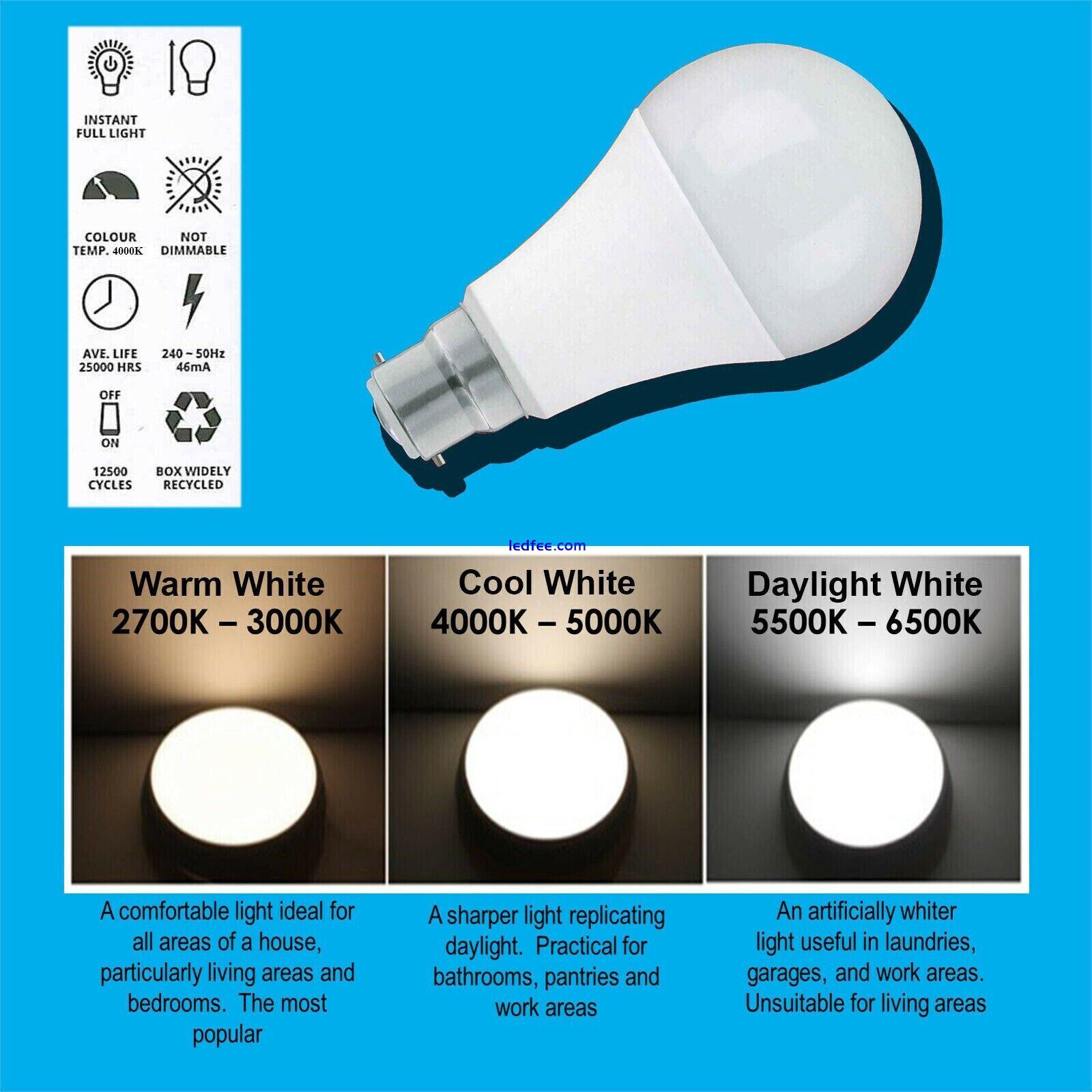 6x 10W (=60W) GLS BC B22 LED Light Bulb Lamp, 4000K Cool White 806Lm 0 