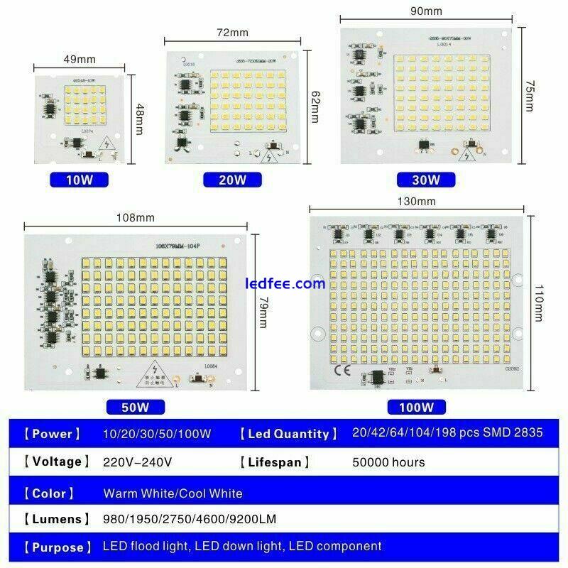 Led Chip Smart IC Integrate Light 100W 50W 30W 10W COB Bulb 220V Floodlight Lamp 0 